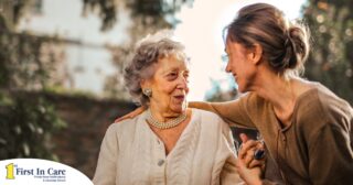 A daughter has a nice conversation with her older mother, showing the kind of conversation caregivers want to have with aging loved ones.