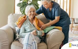 An aide provides home health care support for chronic conditions