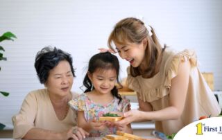 A sandwich generation caregiver in action.