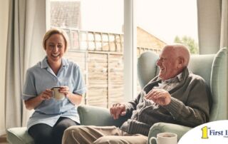A caregiver provides Memory Care at Home to a senior