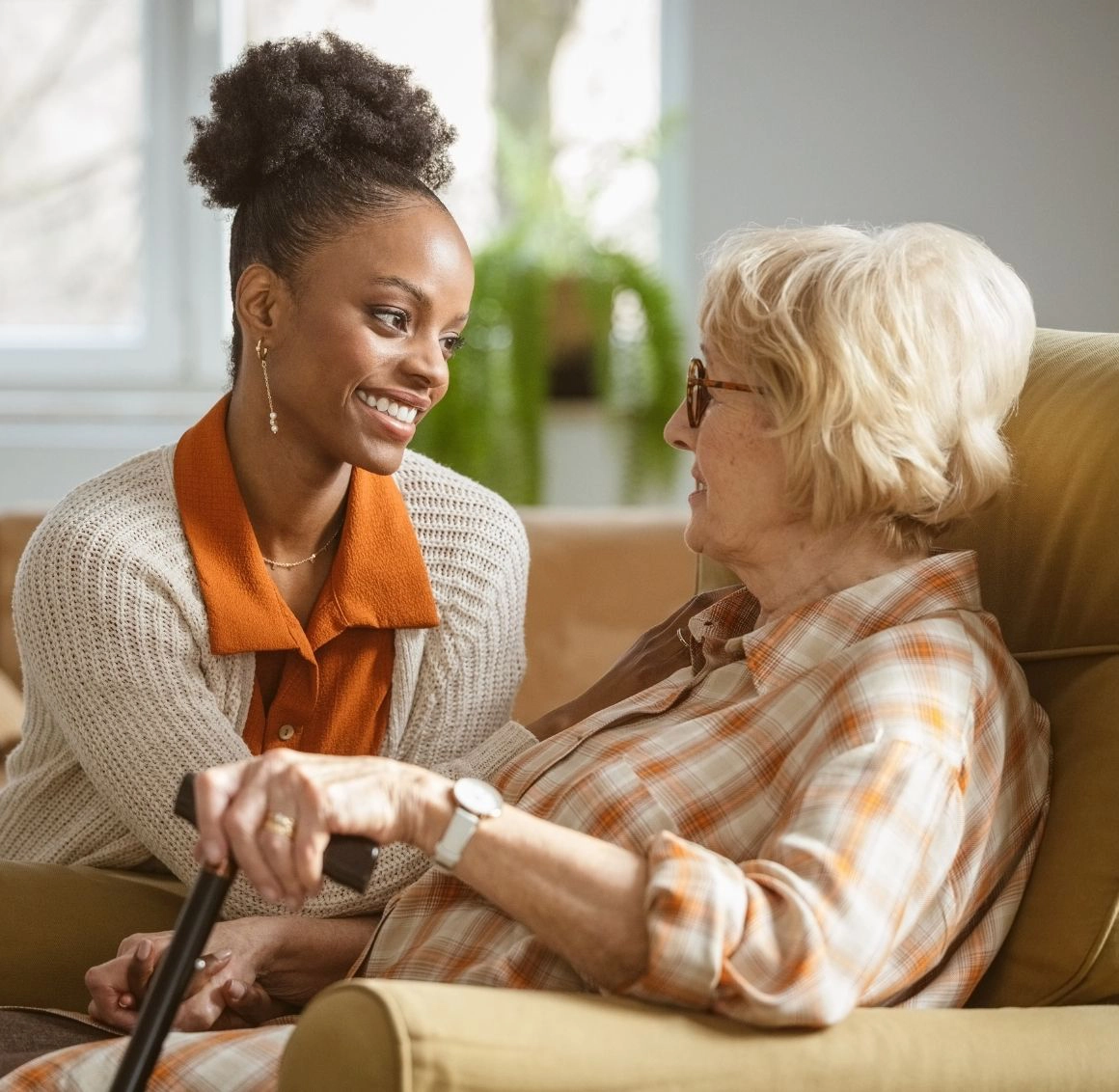 caregiver spending time with senior
